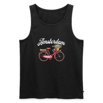 Amsterdam Fleur Vélo Souvenir Hollandais - Débardeur bio Premium Homme - noir - Devant - Michal (187cm)