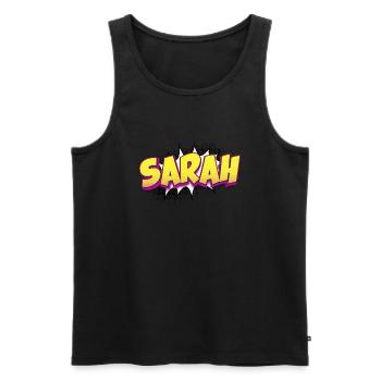 Sarah Benutzerdefinierter Name Comic-Buch-Stil Pop-Art, Sarah - Männer Premium Bio Tank Top - Schwarz - Vorne - AI Model Male 178 light (178cm)