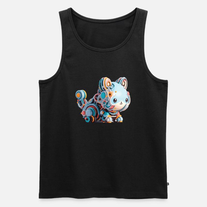 Chat Robot Abstrait Coloré - Débardeur bio Premium Homme - noir