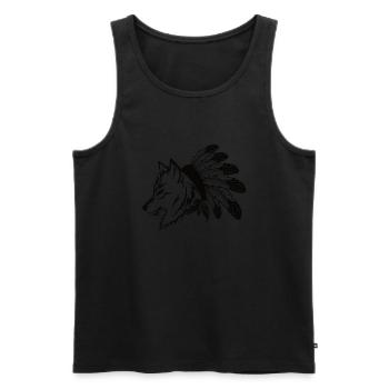 Tête de chef de loup - Débardeur bio Premium Homme - noir - Devant - AI Model Male 178 light (178cm)