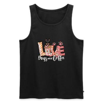 Dobermann Hund Kaffee Liebhaber Valentinstag - Männer Premium Bio Tank Top - Schwarz - Vorne - Michal (187cm)
