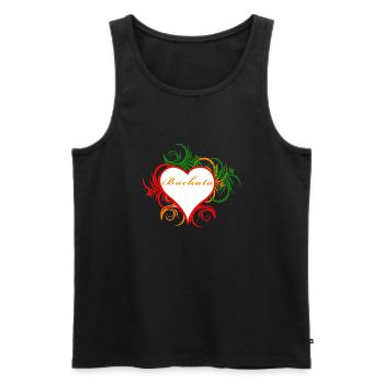 Bachata im Herzschmuck - Männer Premium Bio Tank Top - Schwarz - Vorne - AI Model Male 178 light (178cm)