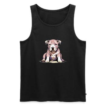 Chiot Pitbul - Débardeur bio Premium Homme - noir - Devant - AI Model Male 178 light (178cm)