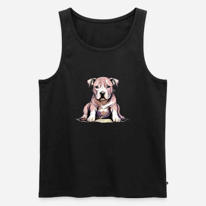 Pitbul Welpe - Männer Premium Bio Tank Top - Schwarz