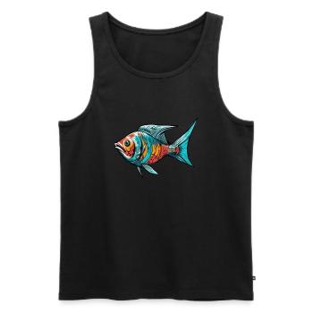 Colorful Graffiti Fish - Men's Premium Organic Tank Top - black - Front - Michal (187cm)