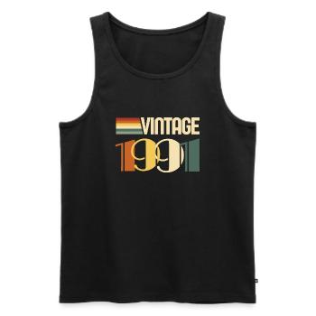 Vintage 1991 - 1991 Anniversary Gift - Men's Premium Organic Tank Top - black - Front - AI Model Male 178 light (178cm)