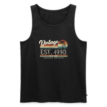 1990 Born Vintage Geburtstagsgeschenk - Männer Premium Bio Tank Top - Schwarz - Vorne - Michal (187cm)