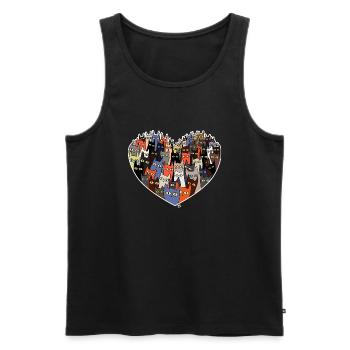 Heart design with cute cats - Men's Premium Organic Tank Top - black - Front - AI Model Male 178 light (178cm)