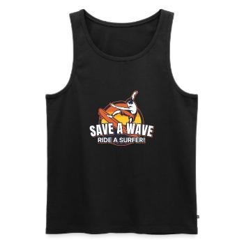 Save a wave ride surfer surflife - Men's Premium Organic Tank Top - black - Front - AI Model Male 178 light (178cm)