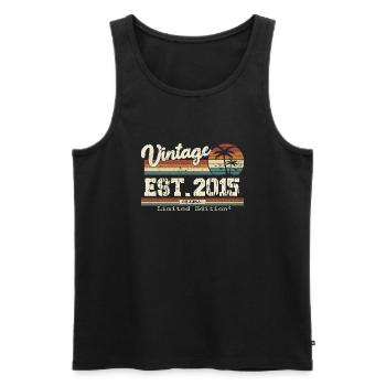 2015 Vintage Millésime anniversaire Retro cadeau - Débardeur bio Premium Homme - noir - Devant - Michal (187cm)