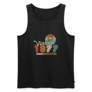 1977 - Men's Premium Organic Tank Top - black - Front - Michal (187cm)