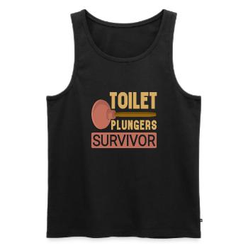 Survivor's Toilet Flask - Men's Premium Organic Tank Top - black - Front - AI Model Male 178 light (178cm)