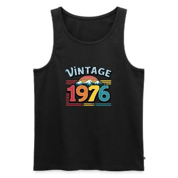 Vintage 1976 47 Year Old Birthday Gift Man Fe - Men's Premium Organic Tank Top - black - Front - AI Model Male 178 light (178cm)