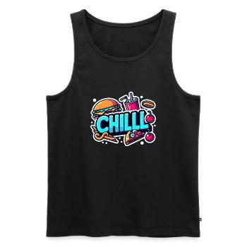 Chill Sticker - Men's Premium Organic Tank Top - black - Front - AI Model Male 178 light (178cm)