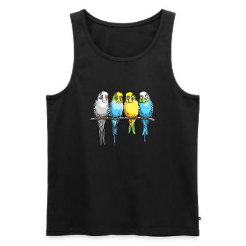 Wellensittich, Wellensittiche auf einer Stange - Männer Premium Bio Tank Top - Schwarz - Vorne - AI Model Male 178 light (178cm)