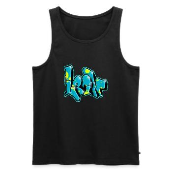 LEON GRAFFITI NAME print - Men's Premium Organic Tank Top - black - Front - AI Model Male 178 light (178cm)