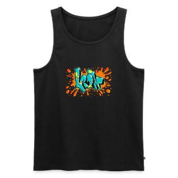 Leon graffiti red splash printable on everything - Men's Premium Organic Tank Top - black - Front - AI Model Male 178 light (178cm)