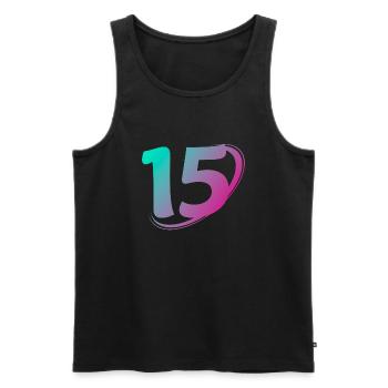 Number 15 multicolor - Men's Premium Organic Tank Top - black - Front - AI Model Male 178 light (178cm)