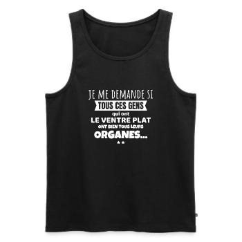 cadeau citation humoristique original drole phrase - Débardeur bio Premium Homme - noir - Devant - Michal (187cm)