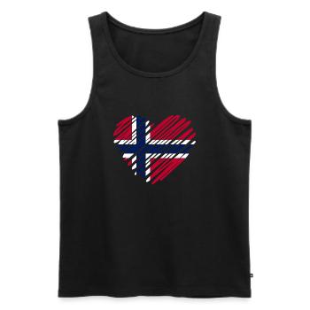 Drapeau de la Norvège en forme de cœur - Débardeur bio Premium Homme - noir - Devant - Michal (187cm)