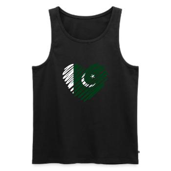 Pakistan Flag Heart Design - Free Pakistan - Men's Premium Organic Tank Top - black - Front - AI Model Male 178 light (178cm)