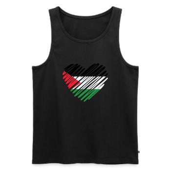 Drapeau de la Palestine en forme de cœur - Free Palestine - Débardeur bio Premium Homme - noir - Devant - Michal (187cm)