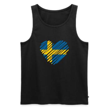 Drapeau de la Suède Coeur - Fièrement Coeur Suédois - Débardeur bio Premium Homme - noir - Devant - Michal (187cm)