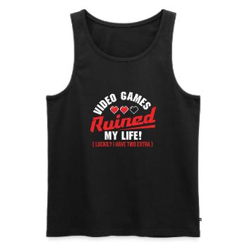 Video Games Ruined My Life (But I Have Extra) - Men's Premium Organic Tank Top - black - Front - AI Model Male 178 light (178cm)