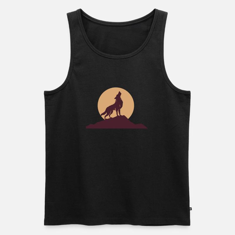 Wolf - Männer Premium Bio Tank Top - Schwarz