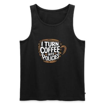 Coffee meets insurance – with humor - Men's Premium Organic Tank Top - black - Front - Michal (187cm)