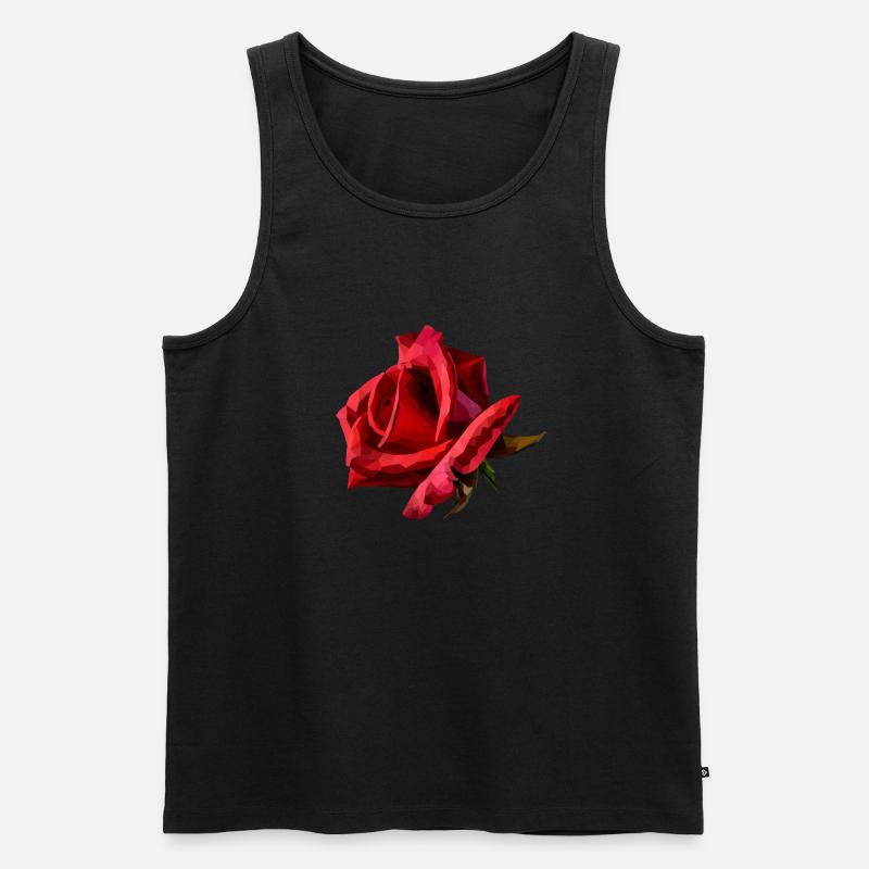 Rote Rose Polyart - Männer Premium Bio Tank Top - Schwarz