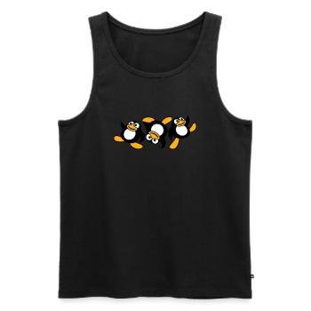 Three Breakdance Penguins Dancing Party Fun Music - Men's Premium Organic Tank Top - black - Front - AI Model Male 178 light (178cm)