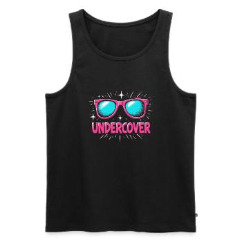 Funny Sunglasses and Undercover Speech Costume - Men's Premium Organic Tank Top - black - Front - AI Model Male 178 light (178cm)