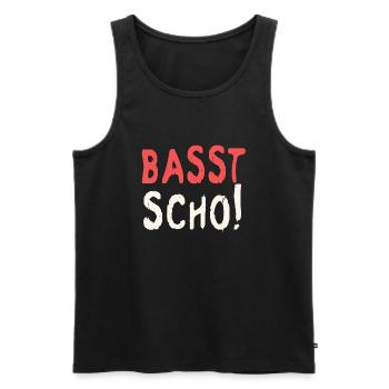 Basst scho rot baige text - Männer Premium Bio Tank Top - Schwarz - Vorne - AI Model Male 178 light (178cm)