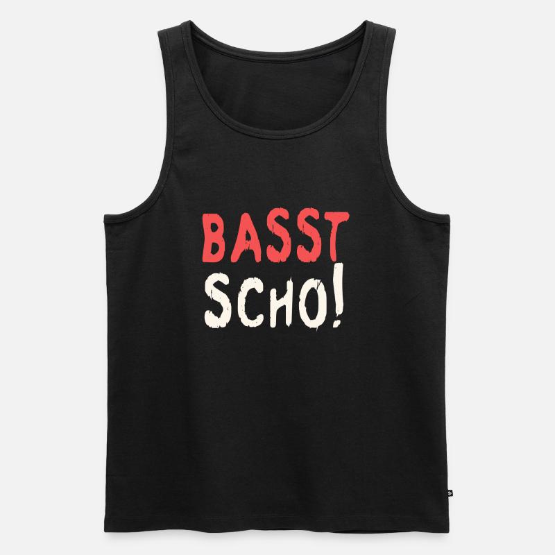 Basst scho rot baige text - Men's Premium Organic Tank Top - black