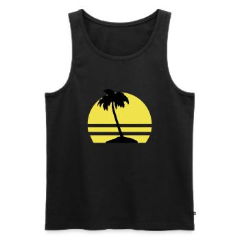 palmen insel - Männer Premium Bio Tank Top - Schwarz - Vorne - AI Model Male 178 light (178cm)