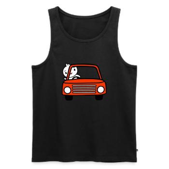 Duck waving car driver driving fast vehicle - Men's Premium Organic Tank Top - black - Front - AI Model Male 178 light (178cm)
