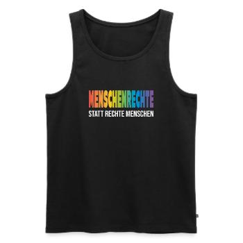 LGBTQ Menschenrechte Spruch Regenbogen LGBTQIA+ - Männer Premium Bio Tank Top - Schwarz - Vorne - Michal (187cm)