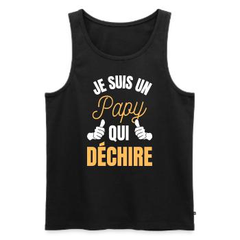je suis un papy qui déchire - meilleur papy - Débardeur bio Premium Homme - noir - Devant - AI Model Male 178 light (178cm)