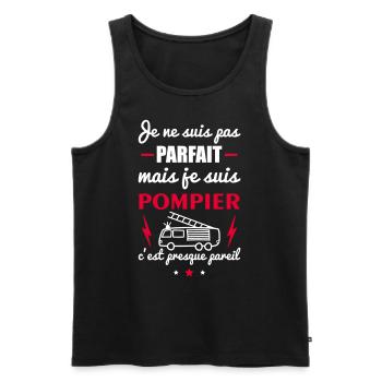 Pas parfait mais pompier, fête des pères - Débardeur bio Premium Homme - noir - Devant - Michal (187cm)
