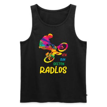 MTB Fahrer Mountainbike Ich Bin Selten Radlos - Männer Premium Bio Tank Top - Schwarz - Vorne - Michal (187cm)