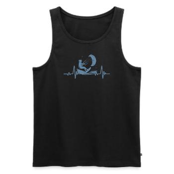 Kitesurfen - Battement de Coeur - Heartbeat - Männer Premium Bio Tank Top - Schwarz - Vorne - AI Model Male 178 light (178cm)