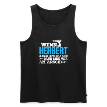 HERBERT - kann es reparieren - Männer Premium Bio Tank Top - Schwarz - Vorne - AI Model Male 178 light (178cm)