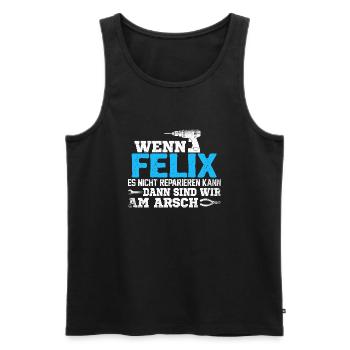 FELIX - kann es reparieren - Männer Premium Bio Tank Top - Schwarz - Vorne - Michal (187cm)