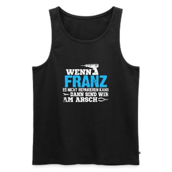 FRANZ - kann es reparieren - Männer Premium Bio Tank Top - Schwarz - Vorne - Michal (187cm)