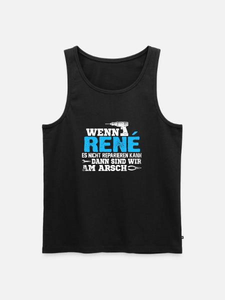 RENÉ - kann es reparieren - Männer Premium Bio Tank Top - Schwarz