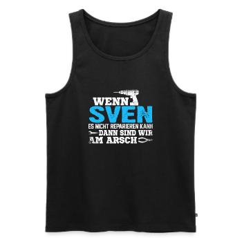 SVEN - kann es reparieren - Männer Premium Bio Tank Top - Schwarz - Vorne - AI Model Male 178 light (178cm)