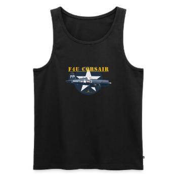 F4U-5P shirt design - Débardeur bio Premium Homme - noir - Devant - AI Model Male 178 light (178cm)