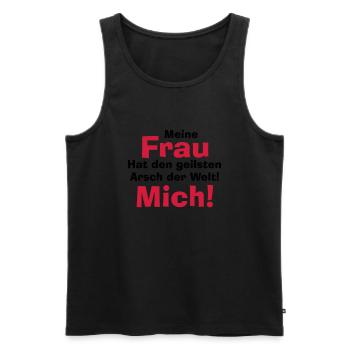 Vector, my woman has the ..., colors freely select - Men's Premium Organic Tank Top - black - Front - AI Model Male 178 light (178cm)