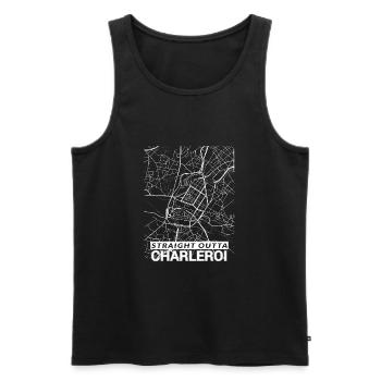 Straight Outta Charleroi Zentrum Stadtplan - Männer Premium Bio Tank Top - Schwarz - Vorne - Michal (187cm)